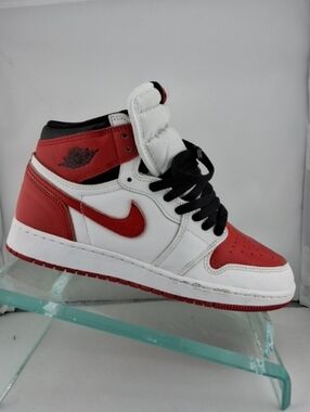 Nike Air Jordan 1's . Kids High-Top Sneakers in White, Red & Black